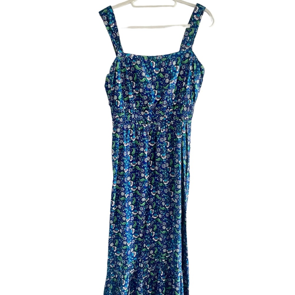 Loft Blue Floral midi dress. Size Medium